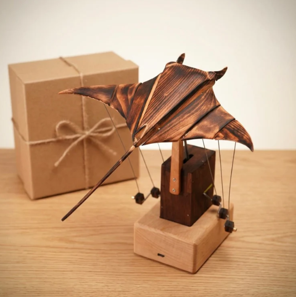 SigiBeam™ Handcrafted Wooden Manta Ray Automaton